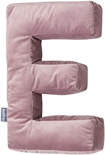 Bellochi Dekorative Kissen mit Antiallergische Füllung - Kuschelkissen - Zierkissen - aus Samt - Kinderkissen in Form eines Buchstabe E - Rosa
