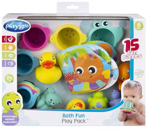 Playgro Geschenkset 15-tlg. - Wasserspielzeug - Aufbewahrungsnetz - Spielzeug - Kleinkinder - Babygeschenkset - gross - farbig