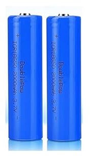 Batteries Rechargeables libérées 2 pièces Batterie au Lithium Rechargeable 3.7V 2000Mah Icr Pleine capacité Batterie Rechargeable Rechargeable à tête Pointue Durable pour Lampe de Poche à LED, Bleu