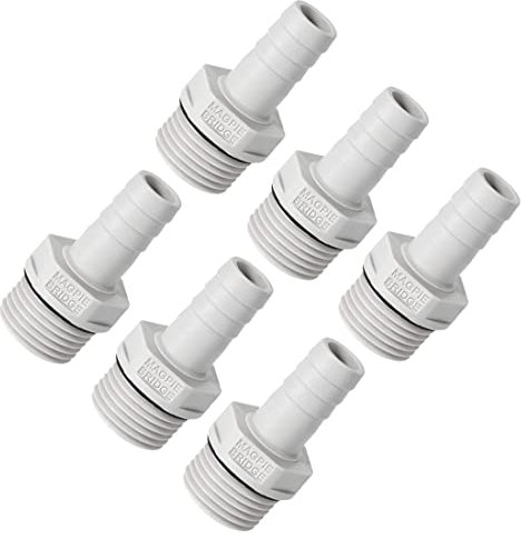 PATIKIL 12mm Spina x 1/2 G Maschio Tubo Raccordo, 6pz PVC Adattatore Innesto Flessibile Connettore per Acqua Tubo, Grigio