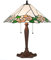 Clayre & Eef Tiffany Tischlampe 44x61x64 cm Weiß Grün Glas Kunststoff Rund Blumen Schreibtischlampe Tiffany