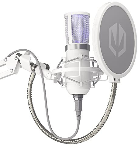 ENDORFY Solum Streaming Onyx White, USB Plug&Play, Hochwertiges weißes USB-Computermikrofon, Verstellbarer Arm, inklusive Pop-Filter, das in den Rahmen eingeschraubt Wird, EY1B005