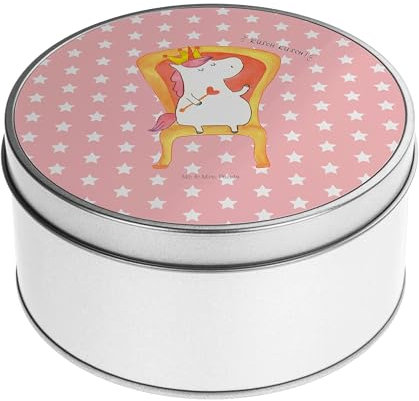 Mr. & Mrs. Panda Blechdose rund Einhorn Prinzessin - Geschenk, Metallbox, Metalldose, Geburtstagsgeschenk, Geburtstag, Metall Dose,