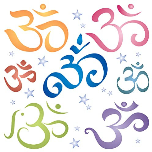 Stencil Company - Schablone, 11,43 x 11,43 cm (S) - Pranava Yoga AUM Indian Mantra Sanskrit Hindu-Spirituelle Schablonen zum Malen Vorlage