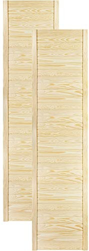 DecoMeister Lamellentür Holztür Natur mit geschlossenen Profilbretter 494x1995 mm für Schränke, Regale, Möbel aus Kiefer Holz unbehandelt 2-er Pack