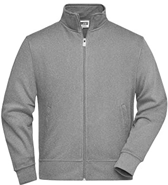 James & Nicholson Sweatjacke mit Stehkragen - Jacke aus robuster Sweatqualität in großer Größenauswahl | Farbe: grey-heather | Grösse: L