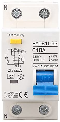 Disjoncteur Miniature 230V 10a 30Ma Disjoncteur à Courant Résiduel BYDB1L-63 C10a 1 P + N Rail Din Disjoncteur De Surcharge