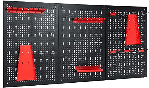 GiantexUK 28Pcs Pegboard Organizer Kit, Wall-Mounted Garage Tool Storage with Holders, Racks and Pegboard Pegs, Utility Metal Tool Board for Warehouse Workshop Craft Room Kitchen