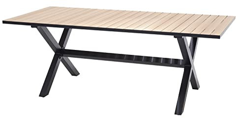 Home4You Gartentisch - Braun - Schwarz - Aluminium - 90 x 250 cm