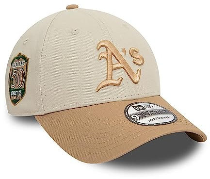 New Era Oakland Athletics MLB 50th Anniversary Sidepatch 1968-2018 Stone Camel 9Forty Adjustable Cap - One-Size