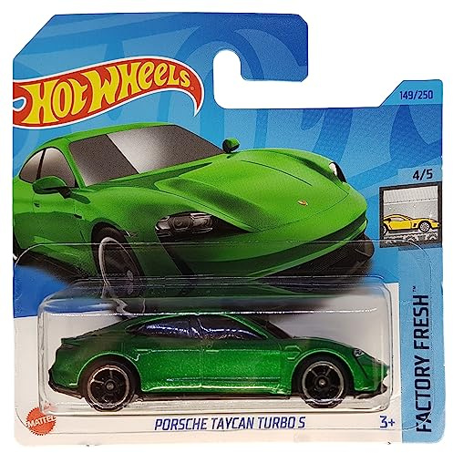 Hot Wheels - Porsche Taycan Turbo S - Factory Fresh 4/5 - HKJ31 - Short Card - grün metallic - Mattel 2023