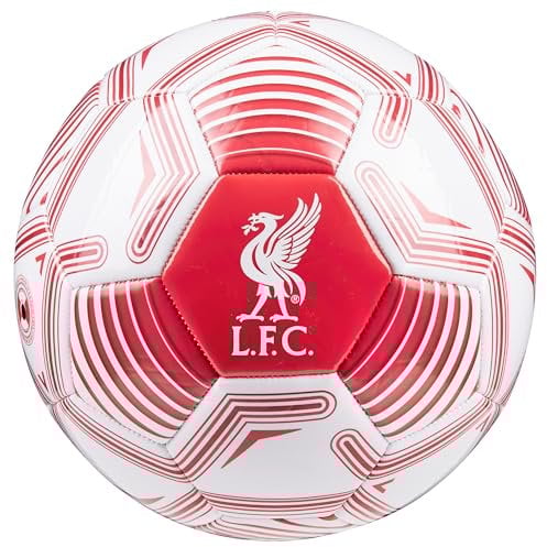 Liverpool FC Fussball Ball, Offiziell Lizenzierter Club Soccer Ball, Fussball Grösse 3, 4 oder 5 - Fussball Geschenke für Fans (Weiß/Rot, Größe 5)