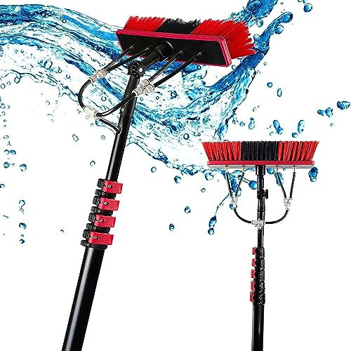 DPQYJPP Spazzola telescopica alimentata ad Acqua 3.6-10.8m, Lavaggio Caravan, Camion, Camper e Autobus. Autolavaggio. Spazzola ad Acqua. Adatto Anche per fotovoltaico,Brushhead55cm-9m/30FT