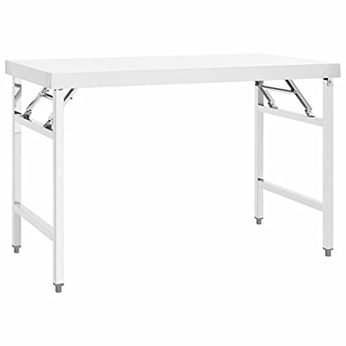 Homgoday Küchentisch Arbeitstisch Klapptisch 120x60x80cm Edelstahl