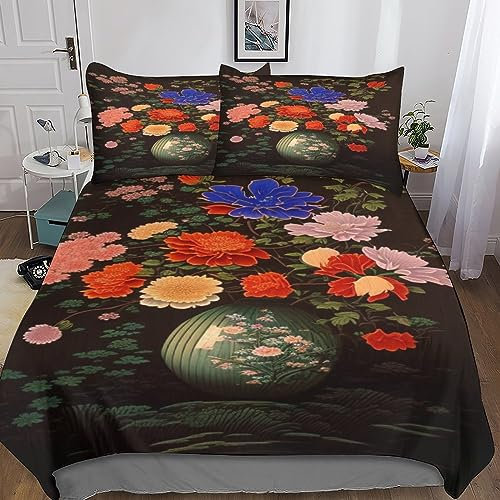 Housse de Couette en Forme de Bouteille de Fleurs pour Housse de Couette imprimée en 3D, Housse de Couette avec taies d'oreiller et Fermeture éclair, Parure de lit en Microfibre Douce, 3 pièces,