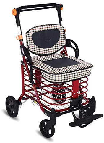 Rollator Einkaufswagen aus Kohlenstoffstahl, verstellbarer alter Mann, der Gemüse kauft, mit fahrbarem Sitz, Einkaufswagen, zusammenklappbarer tragbarer Trolley, Gehhilfe, Rollator