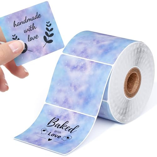 Phomemo Sterne Bunte Quadratische Etiketten - Selbstklebende Thermoetiketten, 2*2 (50x50mm), 500 Etiketten/Rolle Sterne Lila Quadratische Etiketten