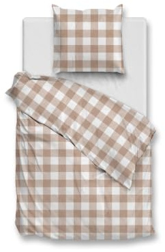 Zohome Quattro di Lino Bettbezug - 135x200-220 cm – Baumwolle – Hochwertige Bettwäsche mit Gestreift Motiv – Weich, Atmungsaktiv und Hautfreundlich – inkl. 80x80 cm Kissenbezug – Beige