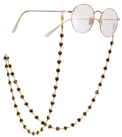TEAMER Chaîne de lunettes de soleil en forme de cœur coloré pour femme - Motif papillon et perles