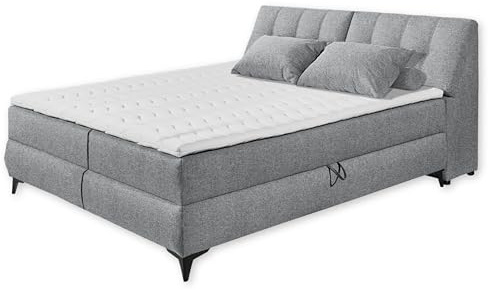 ATLANTIS 6 Boxbett 160x200 in Grau - Bequemes Doppelbett mit Bettkästen und Kaltschaum Topper - 165 x 102 x 240 cm (B/H/T)