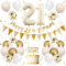 Sand White Gold & Beige Gold 18th Birthday Decorations - Happy 18th Banner, Cake Toppers, Balloons for Girls & Boys Party