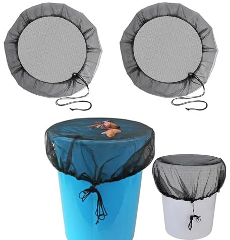 2 Stück Regentonnen Netz,80cm Regentonne Abdeckung,mit Zugband,Wetterbeständiger Mückenschutz Verstellbares Regentonnennetz,Schutz vor Laub,Insekt,Schutznetz Regentonne