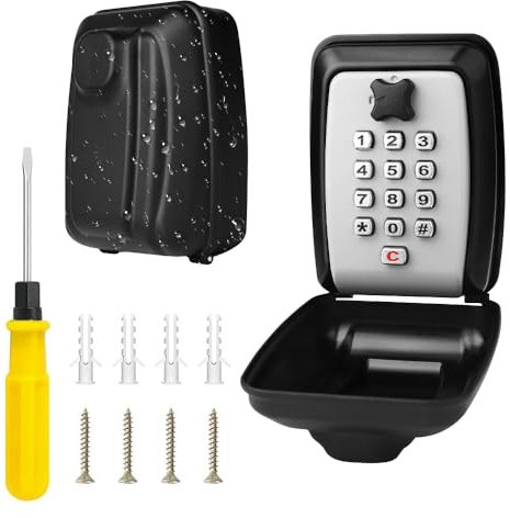 DAJASD Schlüsseltresor mit Zahlencode, Wasserdicht & Rostfrei Schlüsselsafe Aussen 12 Stellig, Schlüsselbox mit Code für Draußen, Schlüsselkasten mit Code außen für Haus, Garagen, Büro, Schule