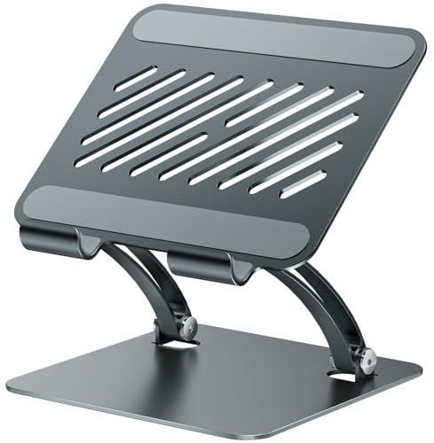 tounee Tablet Holder Stand, Dual Rod Adjustable Aluminum Desktop Stand, Compatible with 4.7-16.5 iPads, Surface Tablets, Portable Monitors, Kindle & More (Gray)
