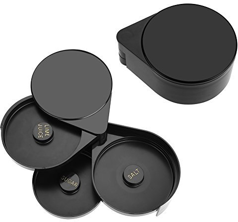 HAOHIZE 3 Tier Bar Glass Rimmer, Bar Juice Cocktail Seasoning Box Glass Rimming Station Salt Rimmer for Cocktails Black Plastic Glass Rimming Sugar Salt Rim Glass, Bartender Tool