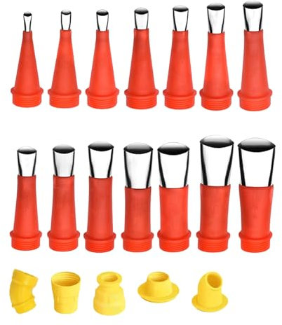 19Pcs Integrated Rubber Nozzle Tool Set,Universal Caulking Kit Sealing Tool Set,Stainless Steel Caulking Nozzle Applicator,Sealing Extension Nozzle Tips Set for Kitchen Bathroom Sealing Tool