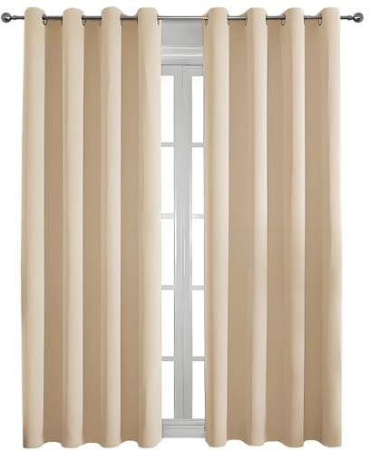 Flei Schlafzimmer Curtains, Blickdichte Vorhänge Deko für Hotels Büros Wohnzimmer Schlafzimmer Kinderzimmer-160x80cm-Biscotti Beige-(B x H) 1er Set