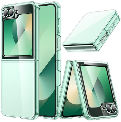JETech Case for Galaxy Z Flip 7 FE 2025 / Z Flip 6 2024, Crystal Transparent Hard PC Shell, Anti-Scratch Shockproof Slim Protective Phone Cover (Mint Green)