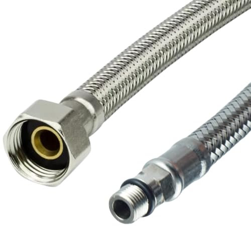 Panzerschlauch Edelstahl Flexschlauch, Wasserhahn, Geflochtener, Flexschläuche Sanitärschlauch, fur Anschlussschlauch Armatur, Waschbecken, 1/2 3/8 (3/8xM10 IG-AG, 80 cm)