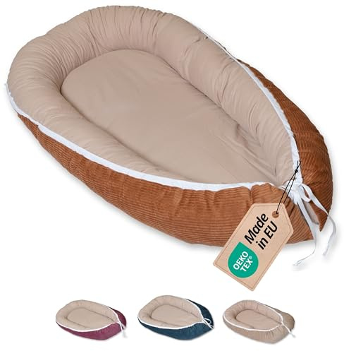 ULLENBOOM Babynest - Ideal für Neugeborene - OEKO-TEX zertifiziert | Waschbar, Außenmaterial: 100% Baumwolle, Made in EU, Mitwachsend und wendbar, Schadstoffgeprüft