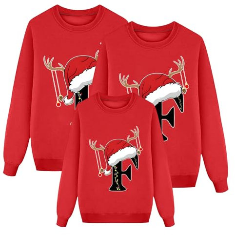 weihnachtsoutfit Familie,Weihnachtspullover mit Beleuchtung,weihnachtspulli Leuchtend,weihnachtspulli Damen Baumwolle,Ugly Christmas Sweater Family,lustige, Pullover Damen