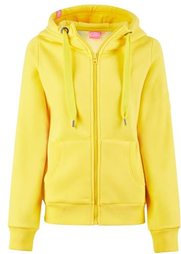 Salzhaut Damen Kapuzen-Sweatjacke Sööte – Kapuzenjacke Hoodie Shirtjacke mit Kapuze mit Kordelzug in Gelb Größe XL