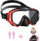 HIKOTEY Taucherbrille Kinder 4-16 Jahre, Schwimmbrille Kinder mit Nasenabdeckung 180°Panorama HD Silikonband, Schnorchelset für Mädchen Jungen Kinder (Rot)
