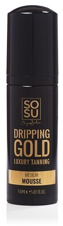 DRIPPING GOLD Luxury Tanning Mousse | Golden Olive Self-Tan Mousse with Vitamin E & Hyaluronic Acid | Hydrating, Streak-Free, Long-Lasting Fake Tan | 150ml