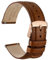 WOCCI 18mm Uhrenarmband für Herren und Damen, Echtes Leder - Top Genarbtes Leder, Schnellverschluss, Rosegoldene Schnalle (Goldbraun)