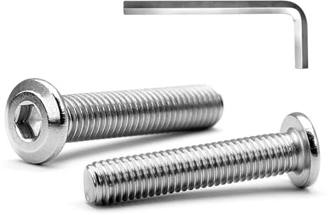 MINHER M8 x 40mm 20Pcs Testa Piatta Esagono Incassato Viti Bulloni, Bulloni Per Mobili, Acciaio Inossidabile A2 V2A, Filettatura Completa (con Chiavi a Brugola)