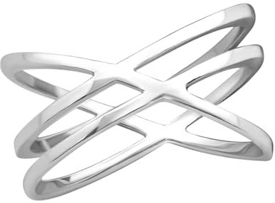925 echtes Sterling Silber Damen Criss-Cross Ring, Moderner Doppelkreuz-Design, 17mm Ring, Damen Frauen eleganter Schmuck, modern elegant cesual, echtes Silber, kein versilberter Schmuck