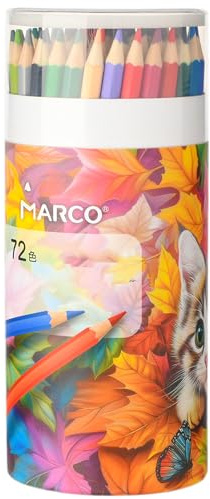 MARCO 72-Farbige Ölbuntstifte - Sechseckig, Vorgespitzt, Bruchsicher - Ideal für Künstler, Erwachsene - Set mit Stiftebecher