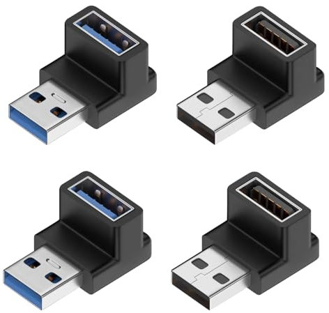 Hoembpn Adaptateur USB 3.2 Gen 2 90 Degrés 10Gbps USB Mâle à Femelle L Angle Connecteur OTG Transfert 3A Charge Rapide,Compatible avec Windows/Mac/Android, pour Téléphone Mobile/Ordinateur/Tablette