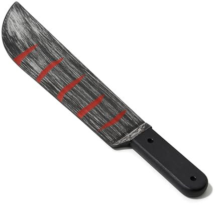 Adult Realistic Bloody Machete (50cm) Fancy Dress Accessory Halloween Plastic Bloody Slasher Machete Prop for Zombie Killer Horror Scary Themed Parties