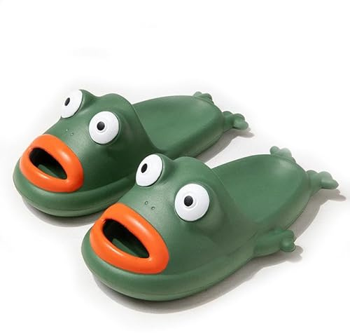 corimori Frosch Badelatschen Damen & Herren – rutschfeste Hausschuhe mit ultraweicher Eva-Sohle – Gr. 36–45, Dunkelgrün, EU Schuhgrößensystem, Erwachsene, Numerisch (von/bis), M, 36, 37