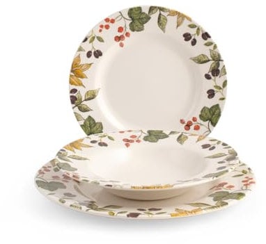 James Sadler & Sons – Servizio Tavola 18 Pezzi “Fruit of Forest” in Earthenware Decorato – Lavabile in Lavastoviglie e adatto al Microonde