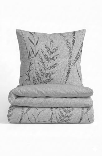 biberna Melange-Flanell Bettwäsche 0840518 GRAESER 1x 155x220 cm + 1x 80x80 cm, sturmgrau