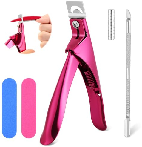 ALIIP Nagelknipser Gelnägel, Maniküre Tip Cutter Profi Gelnägel Nagelknipser Edelstahl, Nail Cutter for Gel Nails, Kunstnägel, Gelnägel, Rosa(mit 10 Magneten,Nagelfeile,Nagelschieber)
