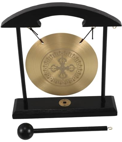 EPIGEIST Feng Shui Messing Gong mit Ständer Dekoratives Vajra Kupfer Klangspiel für Zuhause Büro Tischdekoration Glücksbringer Wohnkultur Feng Shui Ornament