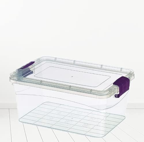 Set of 2 Plastic Storage Box Container Home Office Lockable Lid Stackable Box (30L)